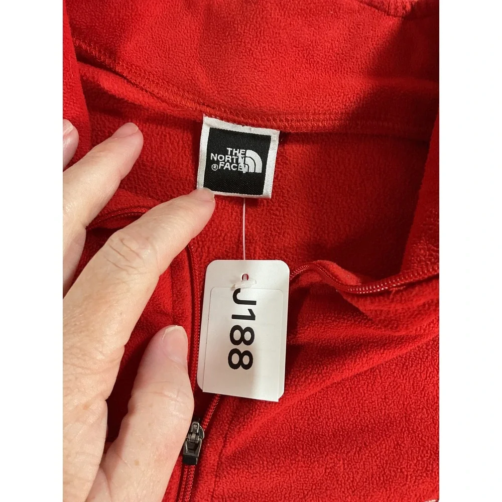 The North Face TKA 100 Fleece Pullover Mens XL Red Quarter Zip Mock Neck j188